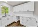Modern kitchen with stainless steel appliances, white cabinets, and sleek countertops at 53 Springside Se Dr, Atlanta, GA 30354