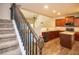 View of the kitchen featuring stainless steel appliances and staircase at 610 Sunflower Dr, Canton, GA 30114