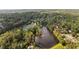 Scenic aerial view of a lake surrounded by lush greenery, highlighting the natural beauty of the area at 3390 River Ferry Dr, Alpharetta, GA 30022
