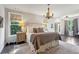 Spacious main bedroom with large windows, chandelier, and dark hardwood floors at 4355 Parkside Pl, Sandy Springs, GA 30342