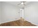 View of the bedroom showcasing the closet doors and hardwood flooring throughout at 623 Montevista Sw St, Atlanta, GA 30310