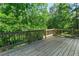This back deck has wood floors and a scenic view of lush trees at 140 Longwater Cv, Roswell, GA 30075