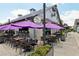 Charming restaurant patio with shade umbrellas and stylish outdoor furniture at 6815 Halcyon Way, Alpharetta, GA 30005