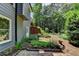 This backyard features lush greenery and is near the home's exterior at 3715 Horizon Ct, Cumming, GA 30041