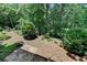 Spacious backyard featuring lush greenery, stone patio, and mature trees at 3715 Horizon Ct, Cumming, GA 30041