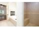 Bathroom featuring soaking tub, walk-in shower, and fireplace at 3333 N Hembree Rd, Marietta, GA 30062