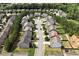 Aerial view of a house in a lovely neighborhood with mature landscaping, convenient street parking at 4171 Towncastle Ln, Buford, GA 30518