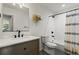 Modern bathroom featuring tiled shower and a vessel sink at 1790 Shirley Sw St, Atlanta, GA 30310