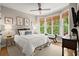 Bright bedroom with bay window and hardwood floors at 4905 Village Green Dr, Roswell, GA 30075