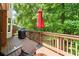 Wooden deck featuring an umbrella and a grill, perfect for outdoor cooking and dining at 4905 Village Green Dr, Roswell, GA 30075