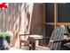 Relaxing deck space with wooden chairs and a small table next to a wooden privacy fence at 4905 Village Green Dr, Roswell, GA 30075