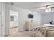 Bright bedroom with large closet features dresser and ensuite bathroom for added convenience at 115 Haven Brook Way, Douglasville, GA 30134