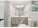 Bathroom with modern fixtures, neutral tones, and a well-lit mirror at 5105 Deerlake Dr, Alpharetta, GA 30005