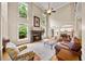 Spacious living room with a fireplace, hardwood floors, and open floor plan at 161 Highgrove Dr, Suwanee, GA 30024