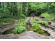 Beautiful backyard pond featuring a waterfall, lush landscaping, and a tranquil ambiance at 161 Highgrove Dr, Suwanee, GA 30024