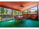 Covered porch with seating, table, and ceiling fan provides an excellent outdoor space at 2610 Chadwick Rd, Marietta, GA 30066