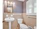 Traditional powder room featuring a pedestal sink, tiled walls, and toilet at 124 Chaseland Rd, Atlanta, GA 30328