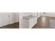 Hallway featuring granite counters, shaker cabinets, and wood floors with an open concept feel at 637 Kimberwick Dr, Locust Grove, GA 30248