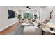 Bright living room featuring a neutral color scheme, large windows, and stylish furnishings at 275 Blue Pointe Ct, Suwanee, GA 30024