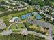 Aerial view showcasing the community pool, tennis courts, landscaping, and well-maintained homes at 3786 Alstead Manor Way, Suwanee, GA 30024