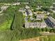 Birds-eye view of the townhomes surrounded by trees, walking trail and ample parking at 3786 Alstead Manor Way, Suwanee, GA 30024