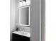 Modern powder room with illuminated mirror, sleek vanity, and stylish fixtures at 1610 Niskey Lake Rd, Atlanta, GA 30331