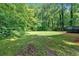 Large backyard with mature trees, offering a sense of privacy and ample space for outdoor activities at 5689 Woodland Dr, Acworth, GA 30102