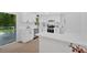 Modern kitchen features white cabinetry, stainless appliances, and a view to a deck at 5689 Woodland Dr, Acworth, GA 30102