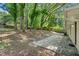 Lush backyard featuring a stone patio and mature trees at 3180 Rehoboth Dr, Decatur, GA 30033