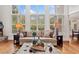 Bright living room with large windows, hardwood floors, stone fireplace and comfortable seating at 388 Golf Crest Dr, Acworth, GA 30101
