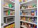 Pantry with lots of shelving stocked with food items and small toaster oven at 388 Golf Crest Dr, Acworth, GA 30101