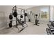 Home gym featuring weightlifting machines, free weights, and natural light from large windows at 3317 Sweetleaf Ln, Buford, GA 30519