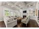 Bright living room features a cozy fireplace, built-in shelving, and hardwood floors at 3317 Sweetleaf Ln, Buford, GA 30519