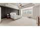 Spacious primary bedroom with tray ceilings, a ceiling fan, an accent wall, and lots of natural light at 3317 Sweetleaf Ln, Buford, GA 30519