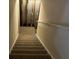 A stairwell with carpeted stairs leading to a basement entry at 1978 Winding Creek Sw Ln, Marietta, GA 30064