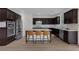 Modern kitchen with stainless steel appliances, dark cabinets, and island with seating at 935 Grove Valley Drive Dr, Cumming, GA 30041