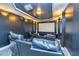 Home theater room with tiered seating, projector and screen at 2689 Muskeg Sw Ct, Atlanta, GA 30331