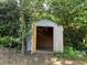 Backyard storage shed with open door, perfect for housing tools and outdoor equipment at 2317 Wilkins Ct, Decatur, GA 30035