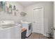 Well-equipped laundry room with modern washer, dryer, and shelving for storage and organization at 776 Amos Ln, Kennesaw, GA 30152