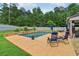 Backyard pool with stamped concrete patio, outdoor seating, and lush landscaping; perfect for entertaining and relaxation at 776 Amos Ln, Kennesaw, GA 30152