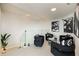 Cozy sitting area features unique art, plush chairs and a modern glass railing at 860 Peachtree Ne St # 2801, Atlanta, GA 30308