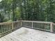 Wooden back deck showcasing a scenic view of surrounding mature trees and lush greenery at 301 Jetta Ln, Canton, GA 30115