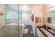 Stylish bathroom boasts a walk-in shower and sleek fixtures at 58 First Manassas E Way, Sharpsburg, GA 30277