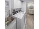 Updated laundry room equipped with sink and modern appliances at 58 First Manassas E Way, Sharpsburg, GA 30277