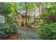 Serene courtyard featuring lush greenery and a covered pergola seating area at 1850 Cotillion Dr # 2304, Dunwoody, GA 30338