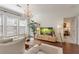 Bright living room with hardwood floors and a chandelier at 1850 Cotillion Dr # 2304, Dunwoody, GA 30338