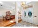 Elegant foyer with chandelier and view into the dining room at 226 Euharlee Five Forks Rd, Kingston, GA 30145