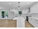 Beautiful kitchen featuring white cabinets, a center island, and modern pendant lighting at 2601 Garland Way, Duluth, GA 30096