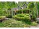 Inviting exterior with mature trees and landscaping highlighting a welcoming front porch at 2165 Robin Hood Trl, Cumming, GA 30040