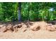 Secluded backyard with mature trees and natural features offers tranquility and privacy at 2470 Anderson Estates Ct, Marietta, GA 30064